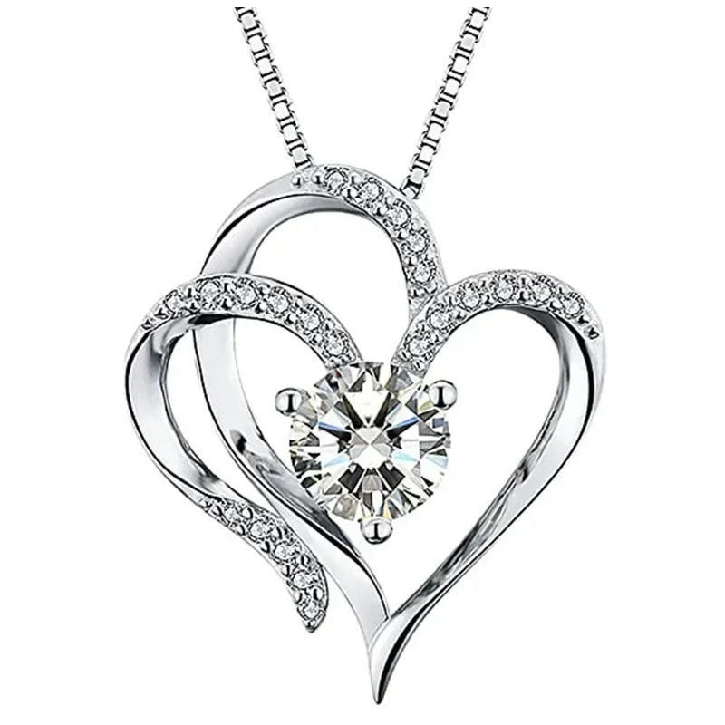 New Mother's Day Women Necklace Love Green Cubic Zirconia Letter "I You" Exquisite Anniversary Gift Mom Fashion Jewelry