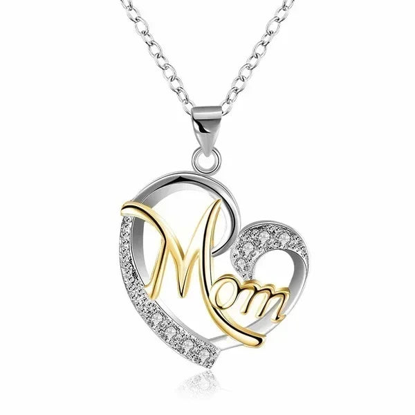 New Mother's Day Women Necklace Love Green Cubic Zirconia Letter "I You" Exquisite Anniversary Gift Mom Fashion Jewelry