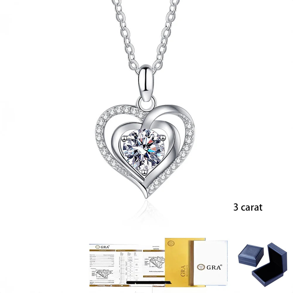 100% genuine moissani paired with S925 sterling silver necklace GRA certificate, suitable for 1 carat and 3 carat engagement gif