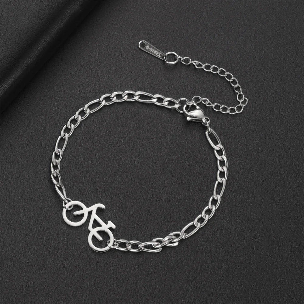 My Shape Bicycle Bracelets Cycling Sports Women Men Gifts Stainless Steel Pendant Foot Chain Hand Chain Anklets Bangle Jewelry