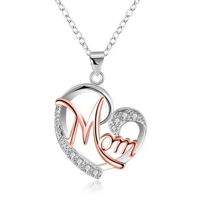 New Mother's Day Women Necklace Love Green Cubic Zirconia Letter "I You" Exquisite Anniversary Gift Mom Fashion Jewelry
