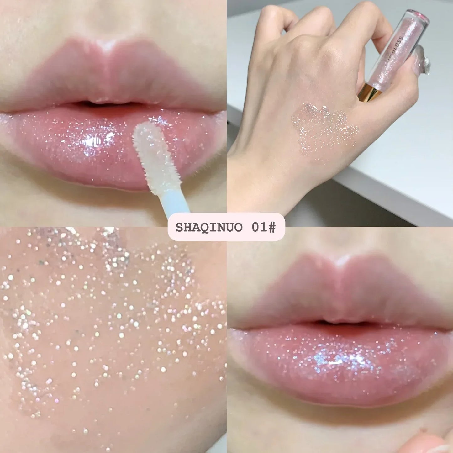 Glitter Liquid Lipstick Shimmer Metallic Clear Mirror Lip Gloss Plumping Oil Moisture Shine Lip Tint Sparkling Diamond Lip Oil