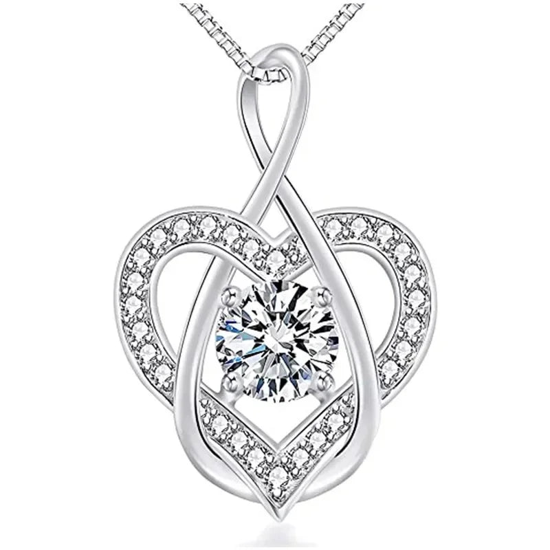 New Mother's Day Women Necklace Love Green Cubic Zirconia Letter "I You" Exquisite Anniversary Gift Mom Fashion Jewelry