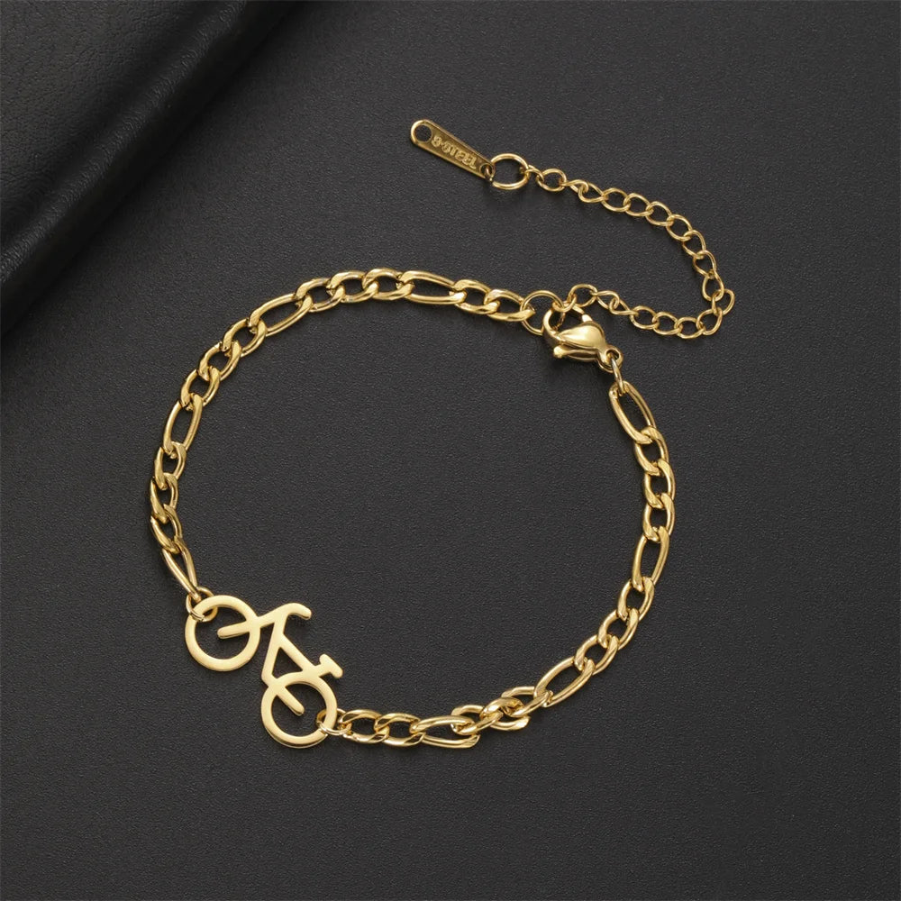 My Shape Bicycle Bracelets Cycling Sports Women Men Gifts Stainless Steel Pendant Foot Chain Hand Chain Anklets Bangle Jewelry