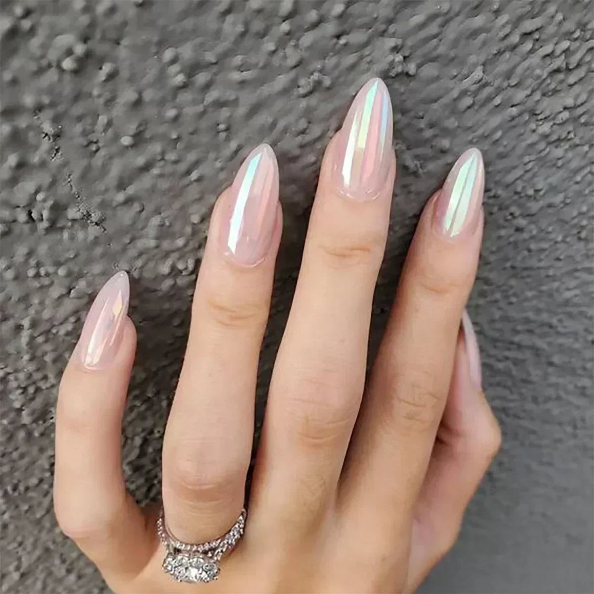 24Pcs French False Nails Almond Fake Nails with Glue Press on White Edge Design Wearable Simple Ins Pink Stiletto Nail Tips