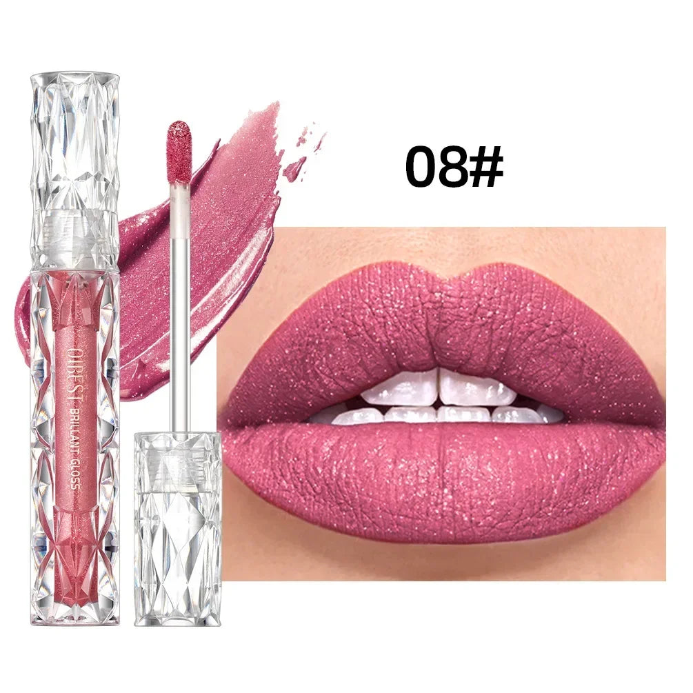 Glitter Diamond Liquid Lipstick Non-stick Cup Non-fading Lip Gloss Moisturizes Pearlescent Lip Glaze Women Sexy Lip Tint Makeup