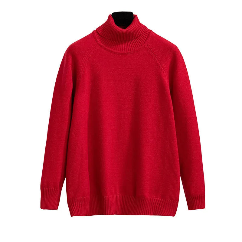 170Kg Plus Size Women's Bust 160 Outer Wear Loose Pullover Turtleneck Base Knitted Sweater Black Red 5XL 6XL 7XL 8XL 9XL 10XL