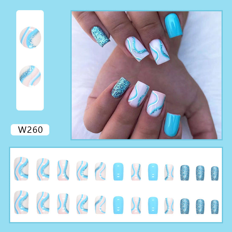 Foreign Trade Elegant White Wear Armor Fashion Ins Style Nail Sticker Fake Nails 24 Pieces Boxed