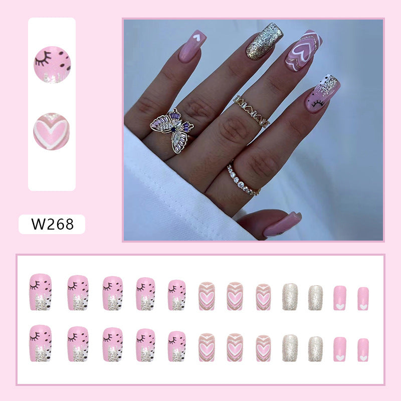 Foreign Trade Elegant White Wear Armor Fashion Ins Style Nail Sticker Fake Nails 24 Pieces Boxed