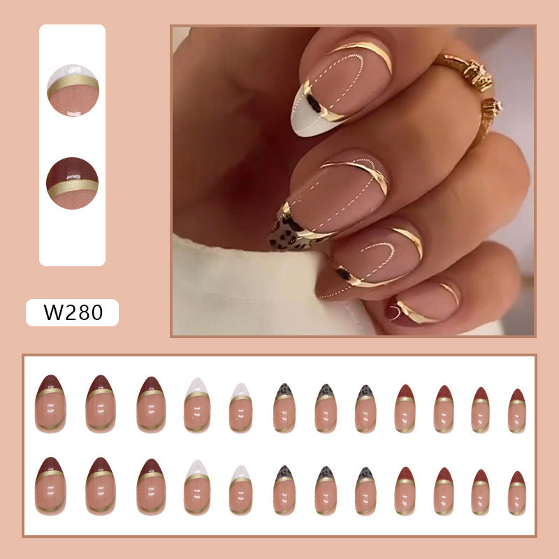 Foreign Trade Elegant White Wear Armor Fashion Ins Style Nail Sticker Fake Nails 24 Pieces Boxed