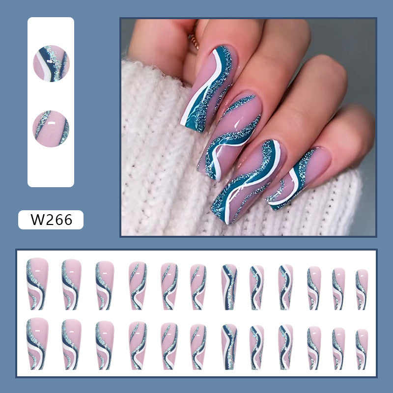 Foreign Trade Elegant White Wear Armor Fashion Ins Style Nail Sticker Fake Nails 24 Pieces Boxed