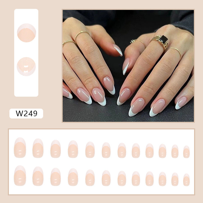 Foreign Trade Elegant White Wear Armor Fashion Ins Style Nail Sticker Fake Nails 24 Pieces Boxed