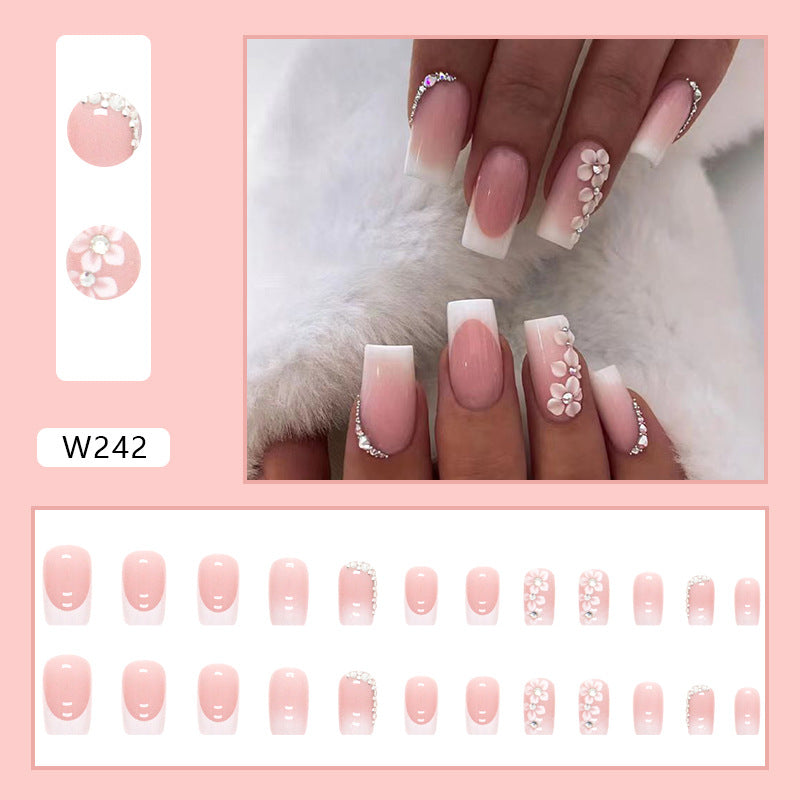 Foreign Trade Elegant White Wear Armor Fashion Ins Style Nail Sticker Fake Nails 24 Pieces Boxed