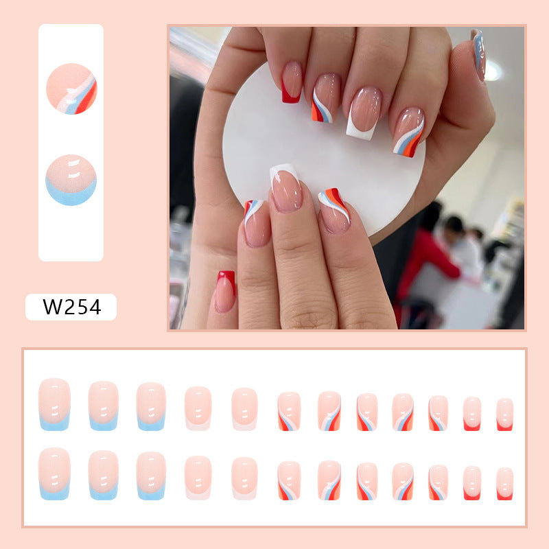 Foreign Trade Elegant White Wear Armor Fashion Ins Style Nail Sticker Fake Nails 24 Pieces Boxed