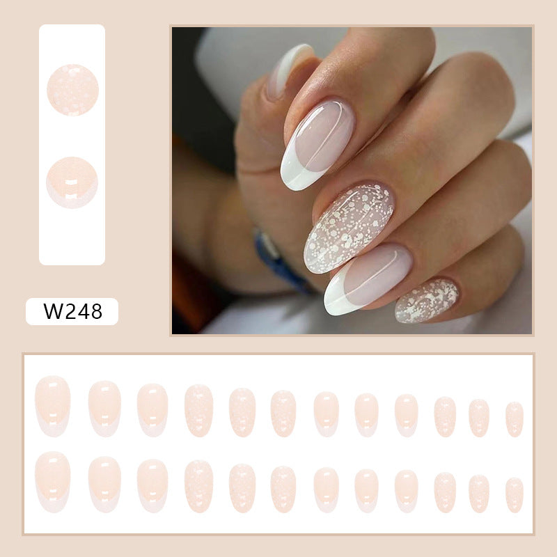 Foreign Trade Elegant White Wear Armor Fashion Ins Style Nail Sticker Fake Nails 24 Pieces Boxed