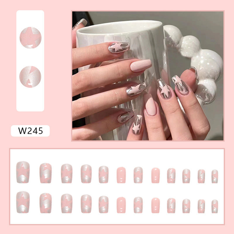 Foreign Trade Elegant White Wear Armor Fashion Ins Style Nail Sticker Fake Nails 24 Pieces Boxed