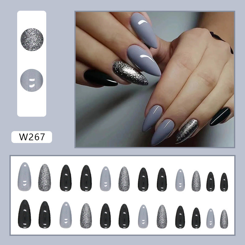 Foreign Trade Elegant White Wear Armor Fashion Ins Style Nail Sticker Fake Nails 24 Pieces Boxed