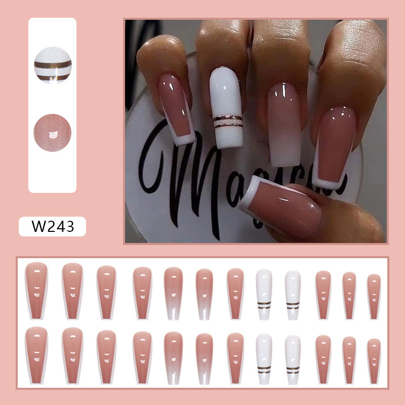 Foreign Trade Elegant White Wear Armor Fashion Ins Style Nail Sticker Fake Nails 24 Pieces Boxed