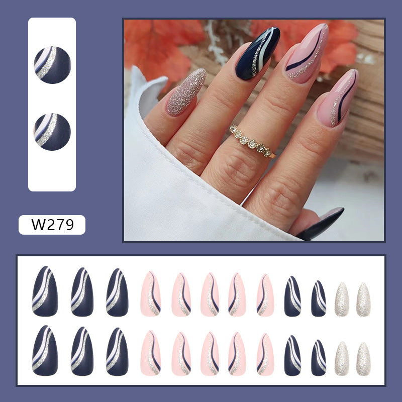 Foreign Trade Elegant White Wear Armor Fashion Ins Style Nail Sticker Fake Nails 24 Pieces Boxed