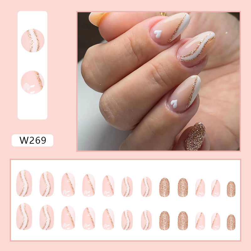 Foreign Trade Elegant White Wear Armor Fashion Ins Style Nail Sticker Fake Nails 24 Pieces Boxed