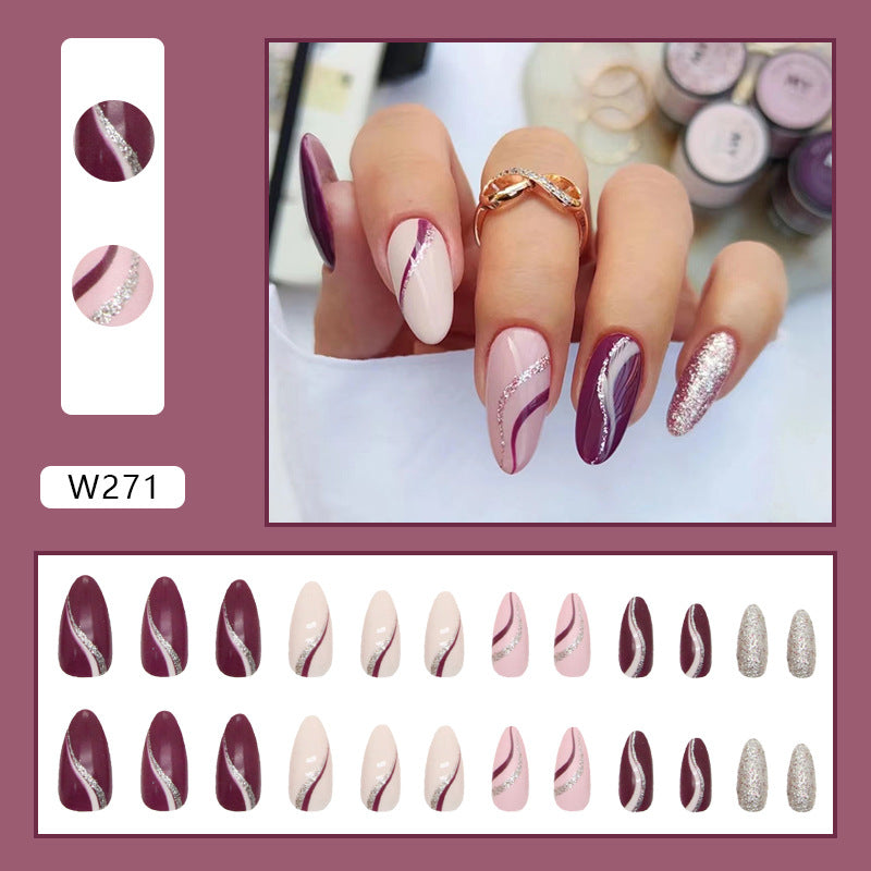 Foreign Trade Elegant White Wear Armor Fashion Ins Style Nail Sticker Fake Nails 24 Pieces Boxed