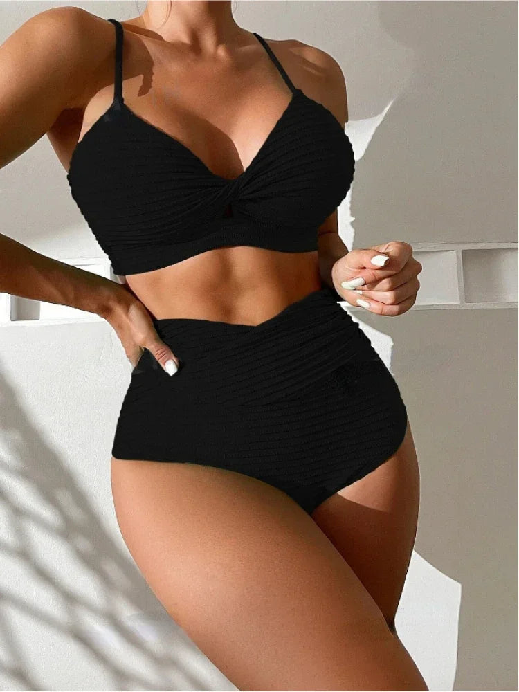 2025 Print Plus Size Women Swimwear Micro Bikini Set Swimsuit Bathing Suit Chubby Tankini High Waist Bikini Mujer Female S-XL