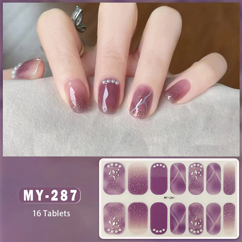 Full Cover Wraps Fast Gel Nail Sticker Soild Nail Gel Wraps Adhesive Press on Nails Nail Decal Sticker for Nails Manicure Decor