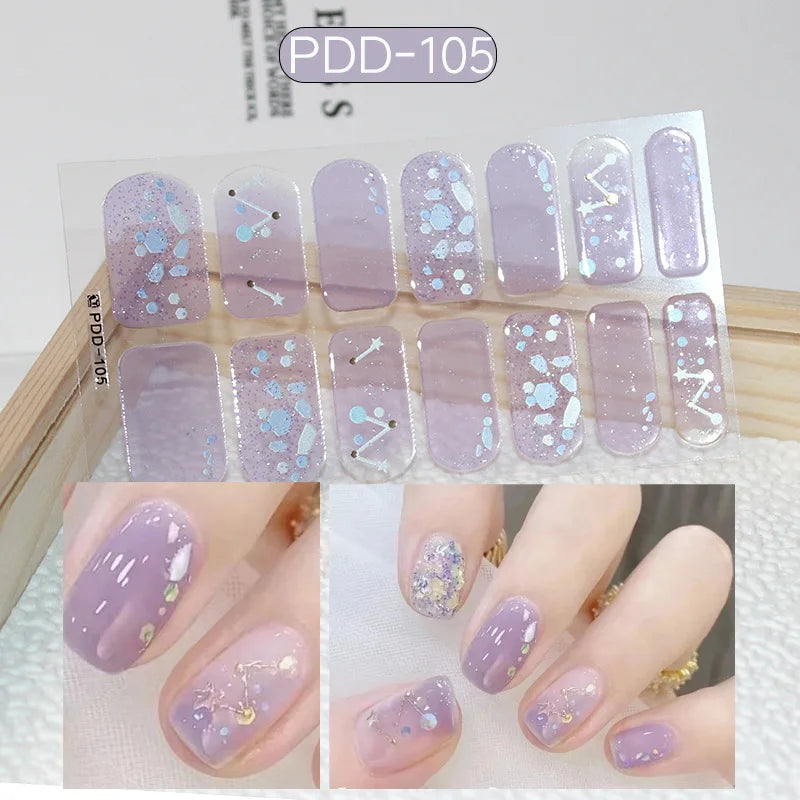 Full Cover Wraps Fast Gel Nail Sticker Soild Nail Gel Wraps Adhesive Press on Nails Nail Decal Sticker for Nails Manicure Decor