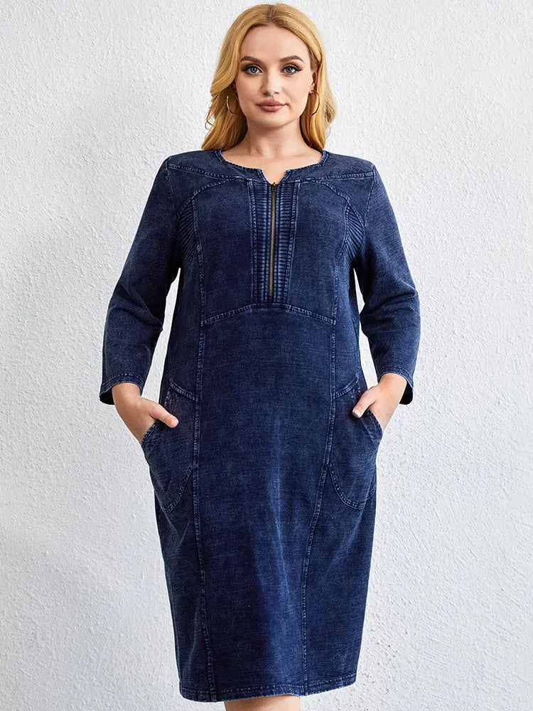 Women's plus Size Casual Denim Dress Loose Fit Mini Dress Multiple Colors Available