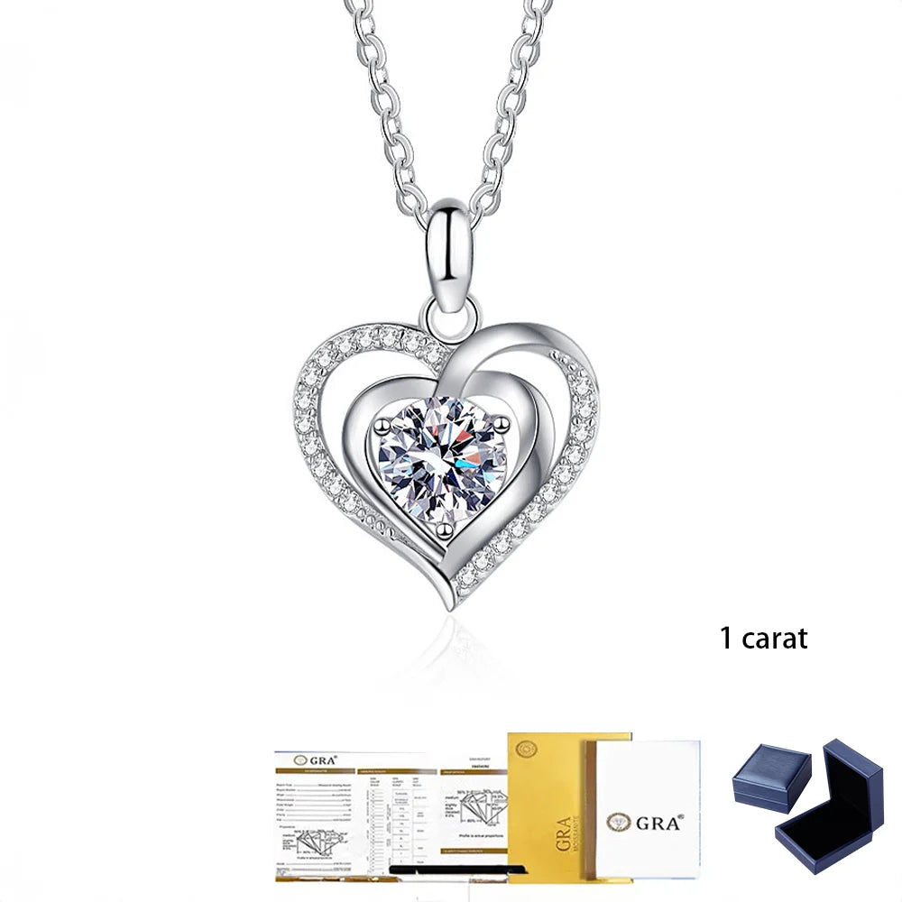 100% genuine moissani paired with S925 sterling silver necklace GRA certificate, suitable for 1 carat and 3 carat engagement gif