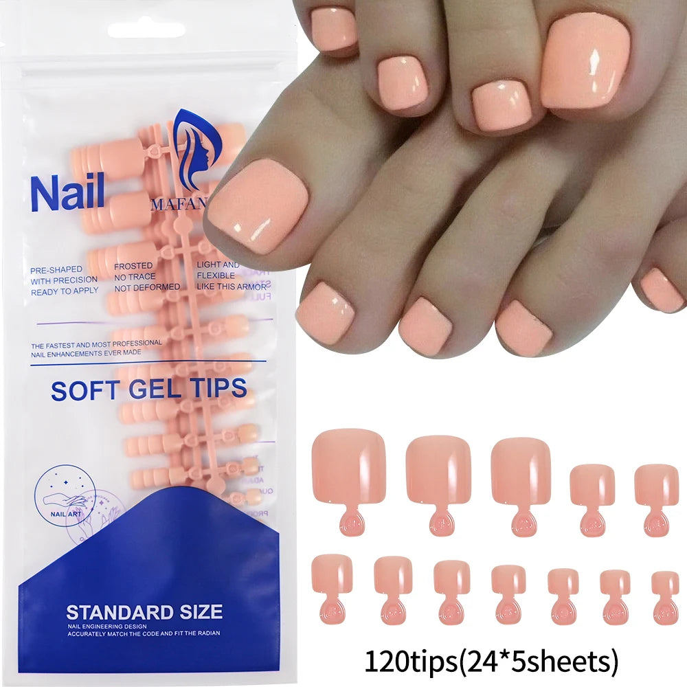 100PCS Short Square False Toenail Tips Full Cover White Artificial Fake Toenail Acrylic Foot Nail Art Tip Press on Toe Extension