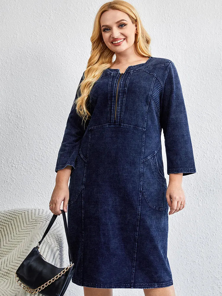 Women's plus Size Casual Denim Dress Loose Fit Mini Dress Multiple Colors Available