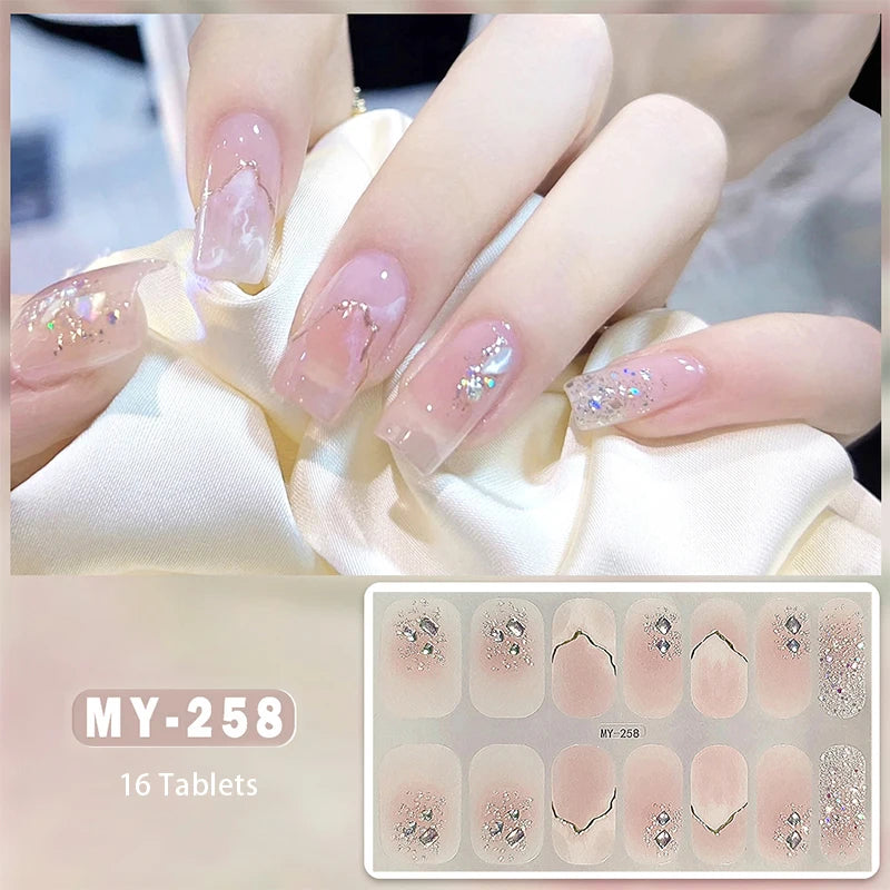 Full Cover Wraps Fast Gel Nail Sticker Soild Nail Gel Wraps Adhesive Press on Nails Nail Decal Sticker for Nails Manicure Decor