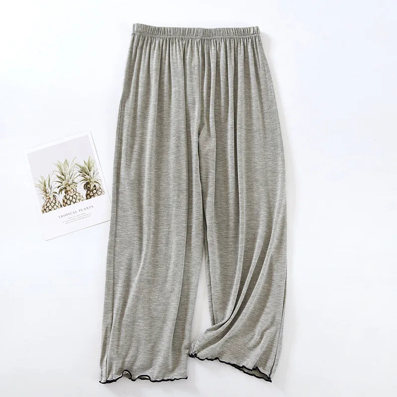 Modal Comfortable Sleep Pants For Womans Spring Summer Pajamas Capri Pant Loose Nightwear 3/4 Length Home Trousers Women