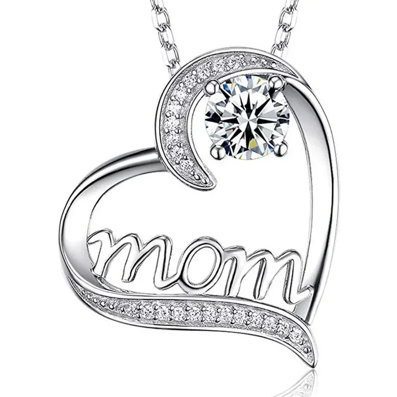 New Mother's Day Women Necklace Love Green Cubic Zirconia Letter "I  You" Exquisite Anniversary Gift Mom Fashion Jewelry