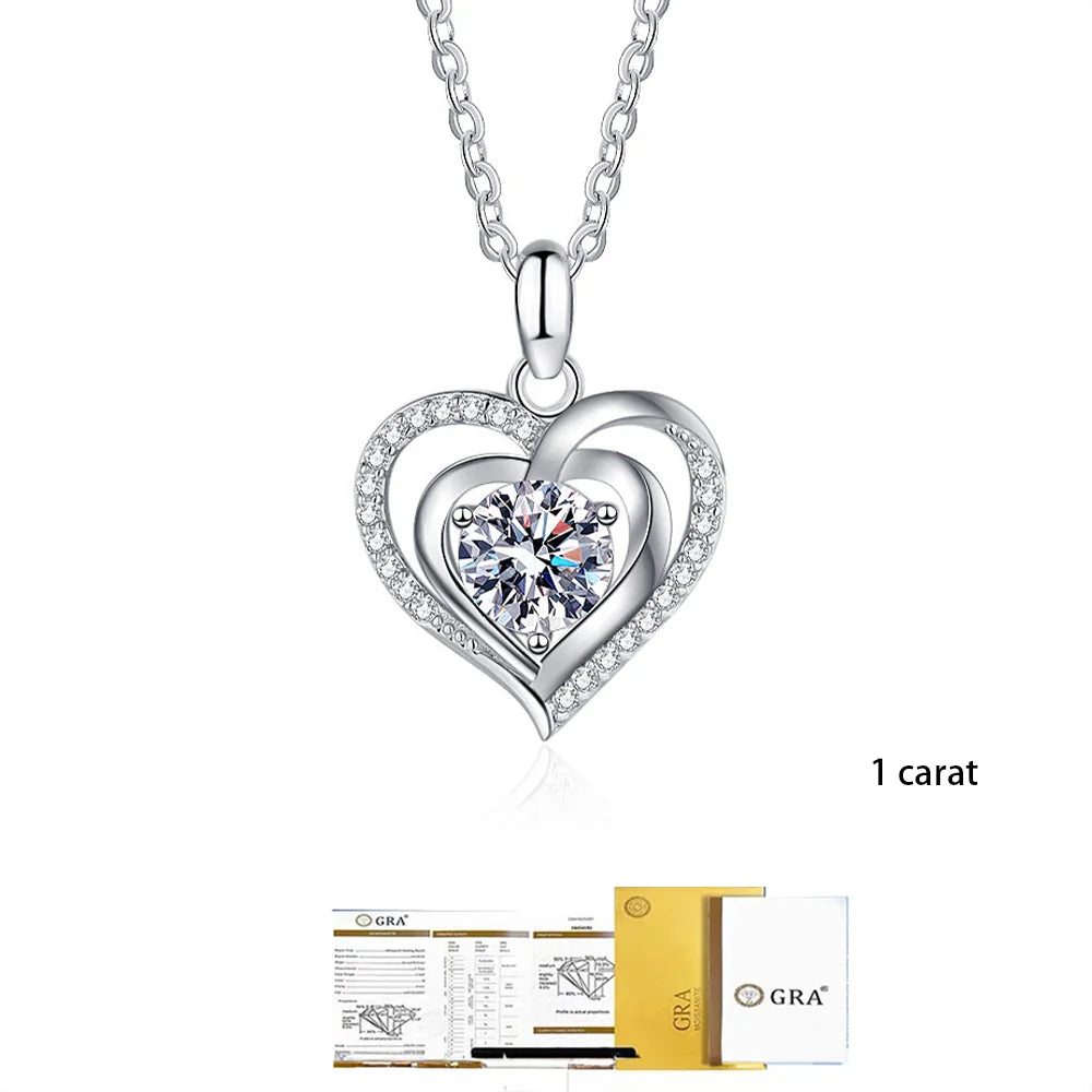 100% genuine moissani paired with S925 sterling silver necklace GRA certificate, suitable for 1 carat and 3 carat engagement gif