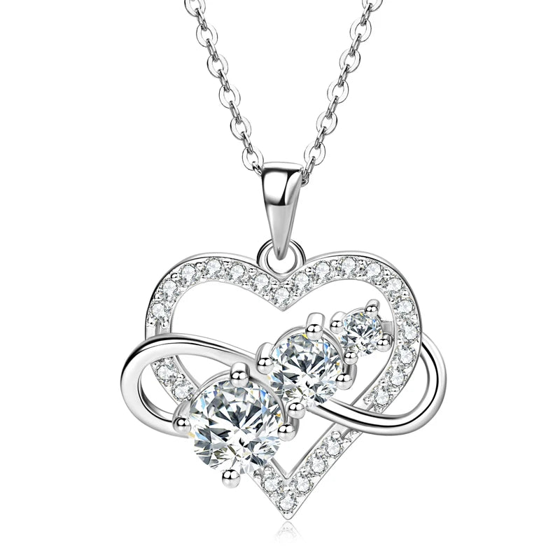 Lnngy 925 Sterling Silver Heart Pendant Necklaces Exquisite Infinity Moissanite Necklace With Certificate for Wedding Jewelry