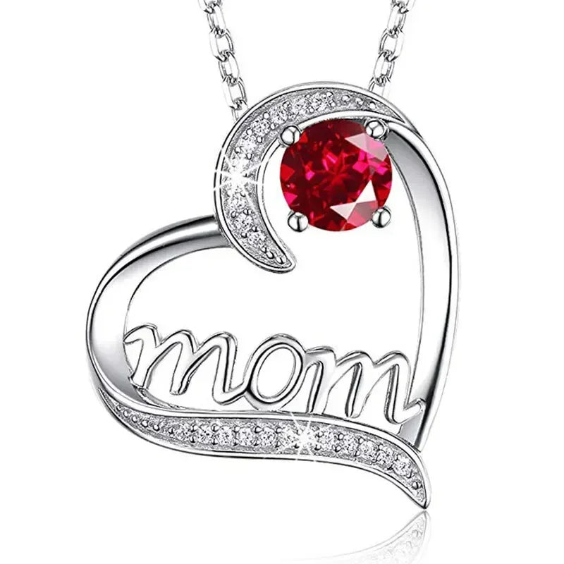 New Mother's Day Women Necklace Love Green Cubic Zirconia Letter "I  You" Exquisite Anniversary Gift Mom Fashion Jewelry