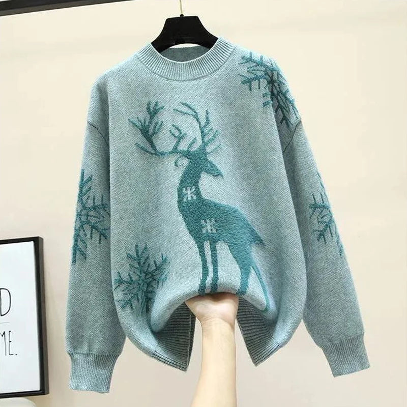 Autumn Winter New Long Sleeve Knitting Pullovers O-Neck All-match Loose Plus Size Sweet Sweaters Fashion Casual Women Clothing