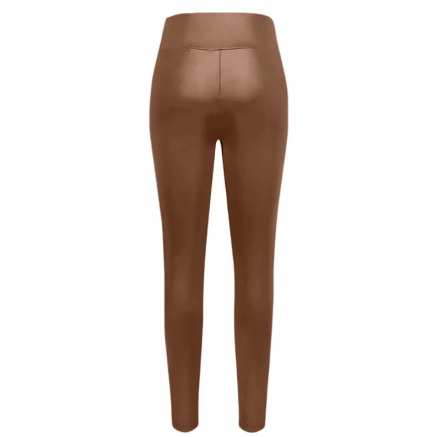 Women's Leather Tight-Fitting Pants High Waisted Sexy Elastic Hip Lift Pants Daily Casual Legging Trousers for Yoga Daily