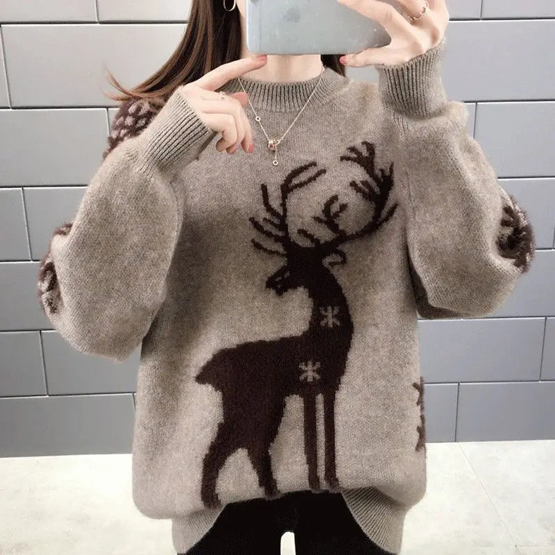 Autumn Winter New Long Sleeve Knitting Pullovers O-Neck All-match Loose Plus Size Sweet Sweaters Fashion Casual Women Clothing