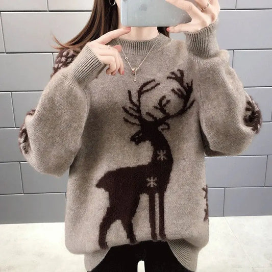 Autumn Winter New Long Sleeve Knitting Pullovers O-Neck All-match Loose Plus Size Sweet Sweaters Fashion Casual Women Clothing