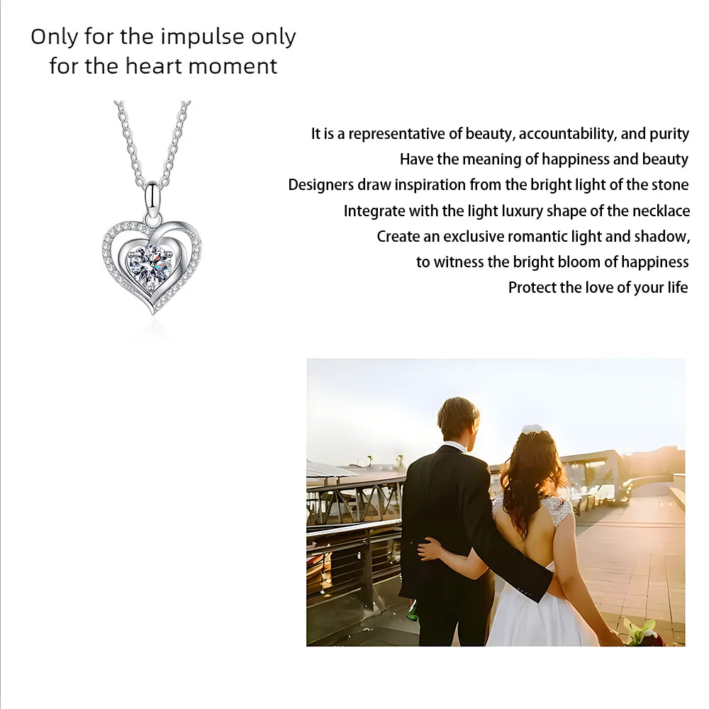 100% genuine moissani paired with S925 sterling silver necklace GRA certificate, suitable for 1 carat and 3 carat engagement gif