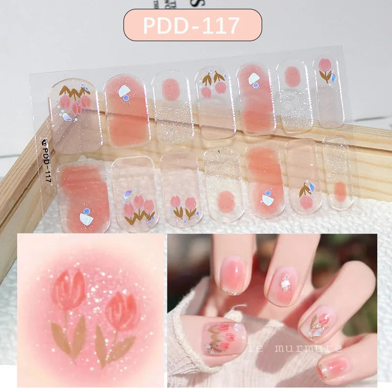 Full Cover Wraps Fast Gel Nail Sticker Soild Nail Gel Wraps Adhesive Press on Nails Nail Decal Sticker for Nails Manicure Decor