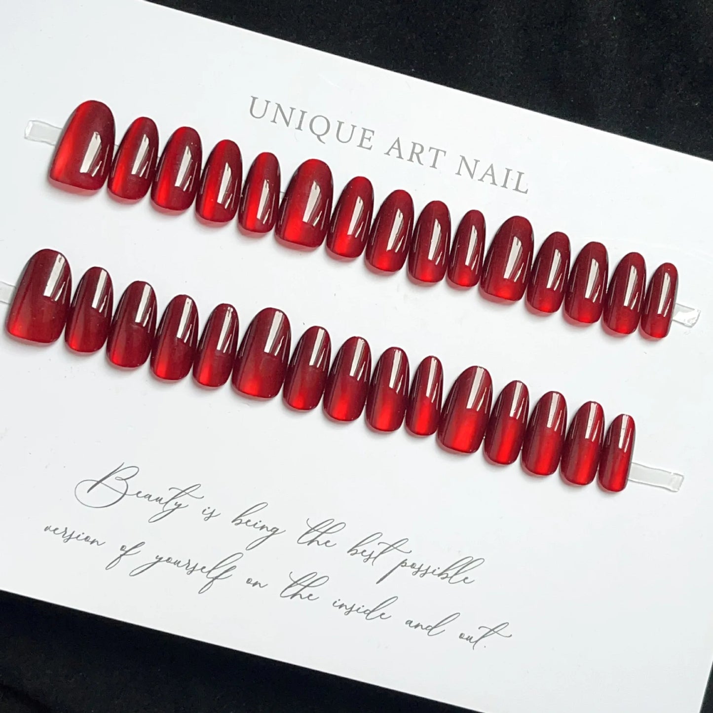 30Pcs Press on Nails,Red Short Round,Square Head,Long Pointed Head,New Year's Deep Red Removable Nail with Free Glue for Women