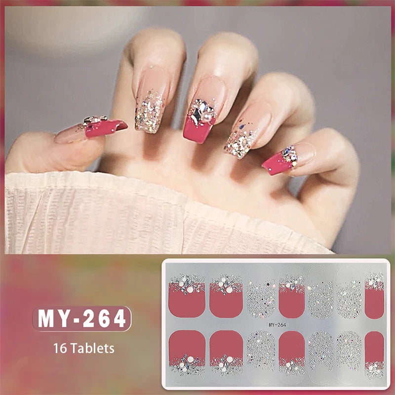 Full Cover Wraps Fast Gel Nail Sticker Soild Nail Gel Wraps Adhesive Press on Nails Nail Decal Sticker for Nails Manicure Decor