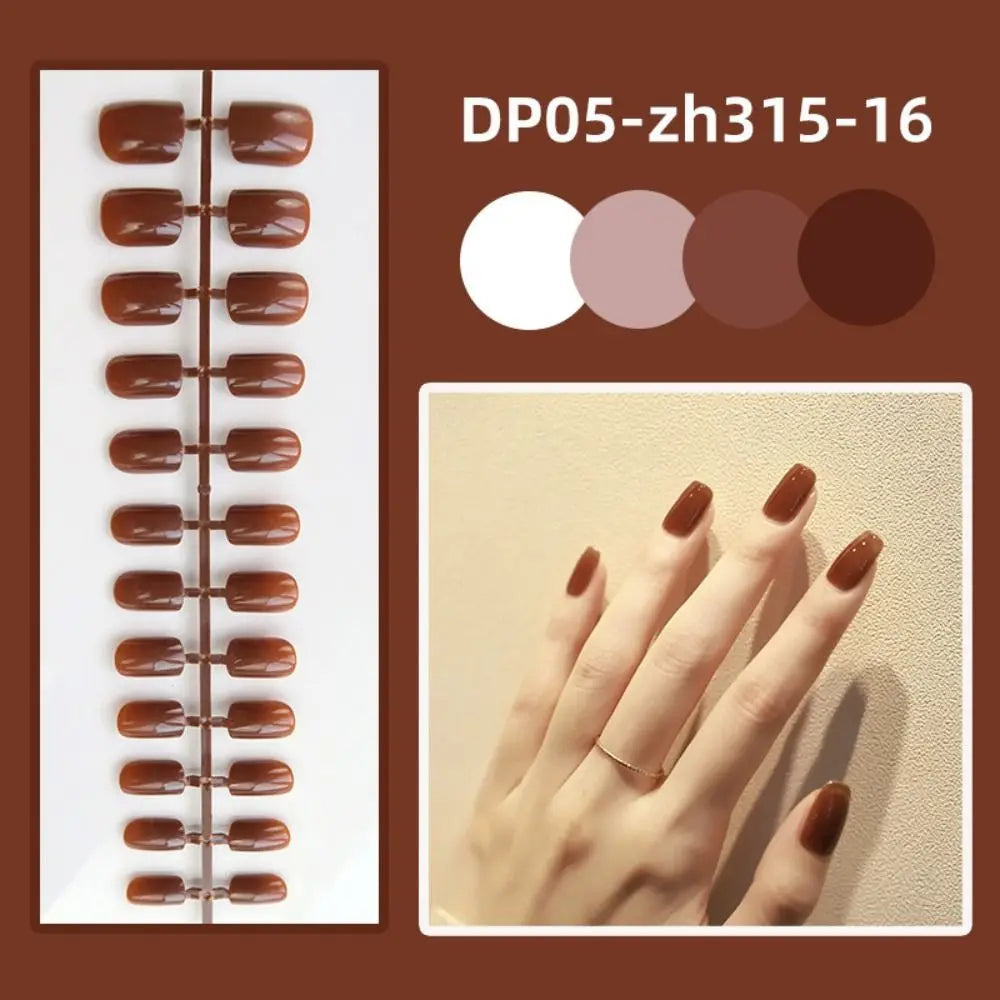 24pcs Detachable Short Square Head False Nails Ballerina Full Cover Glossy Wearable Fake Nails Solid Color Manicure Tool