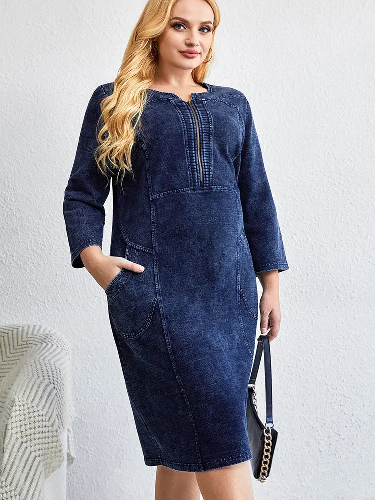 Women's plus Size Casual Denim Dress Loose Fit Mini Dress Multiple Colors Available