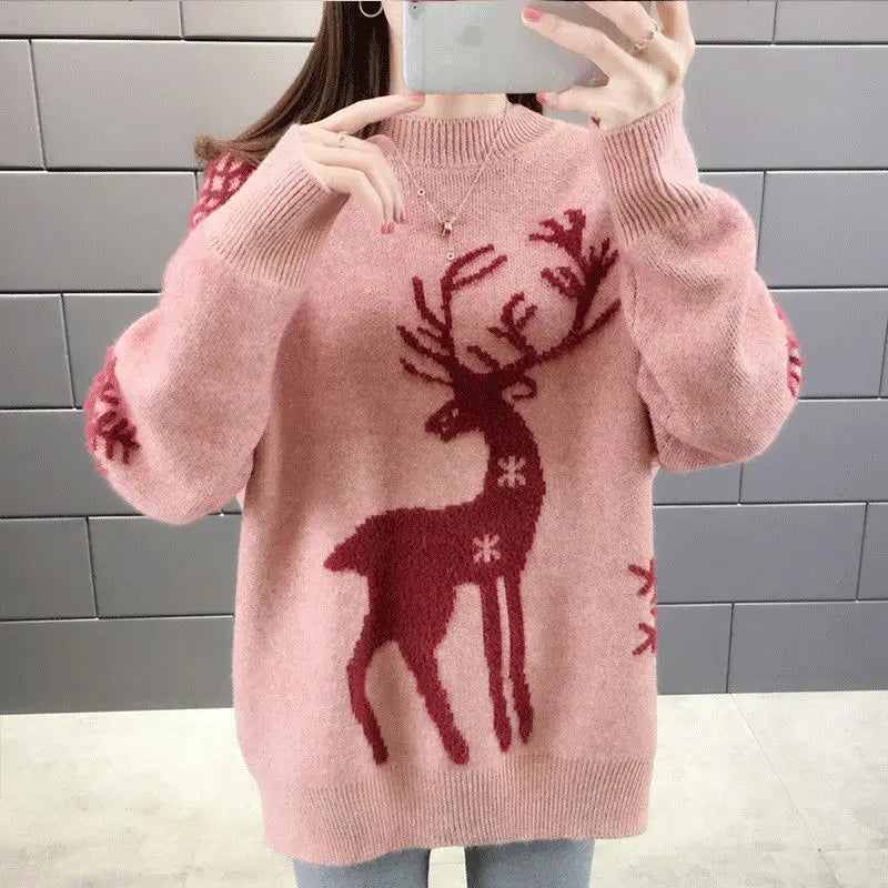 Autumn Winter New Long Sleeve Knitting Pullovers O-Neck All-match Loose Plus Size Sweet Sweaters Fashion Casual Women Clothing