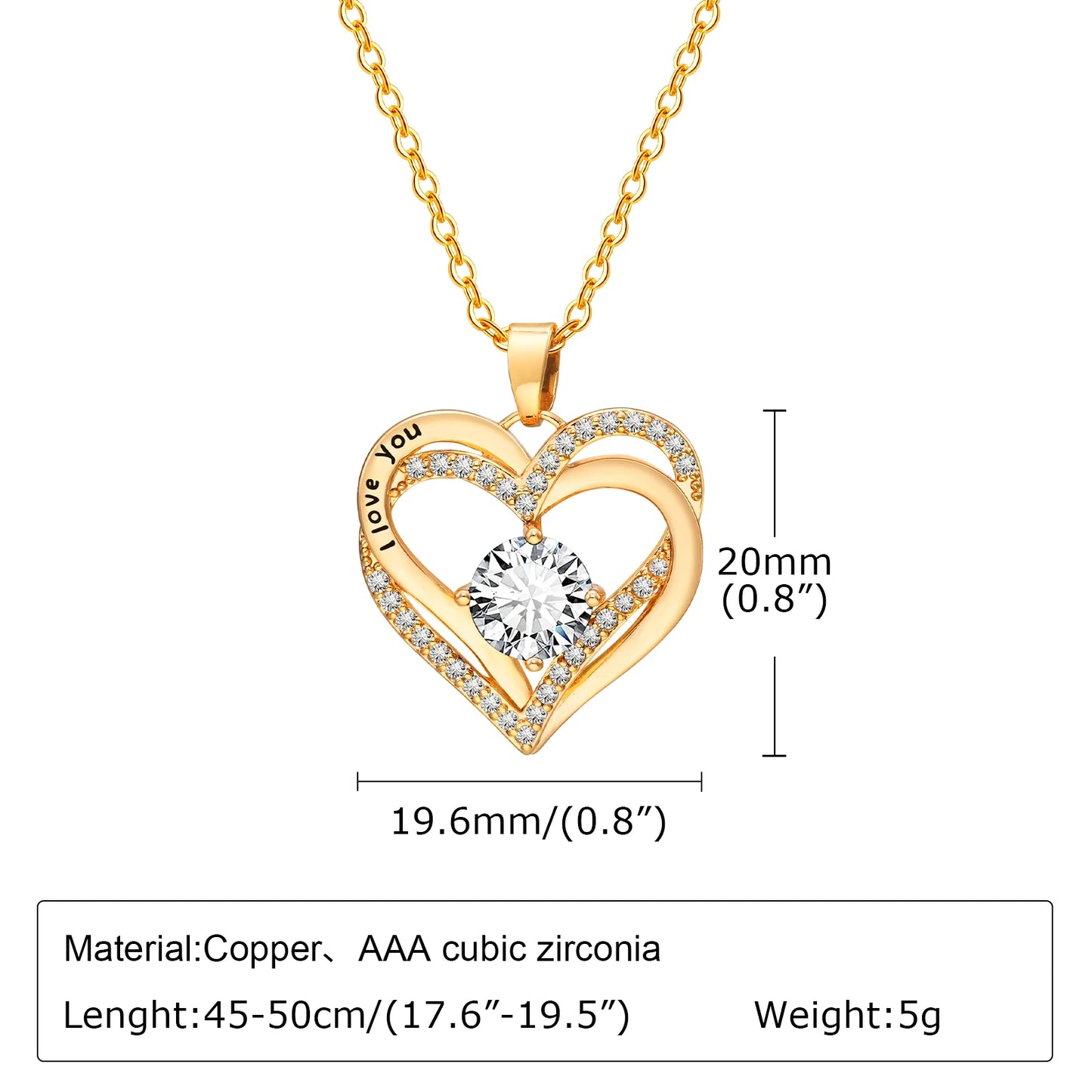 Vnox Heart Necklace for Women, Birthstone Heart I Love You Jewelry Necklaces for Mom Girlfriend Wife, Mother's Day Gift